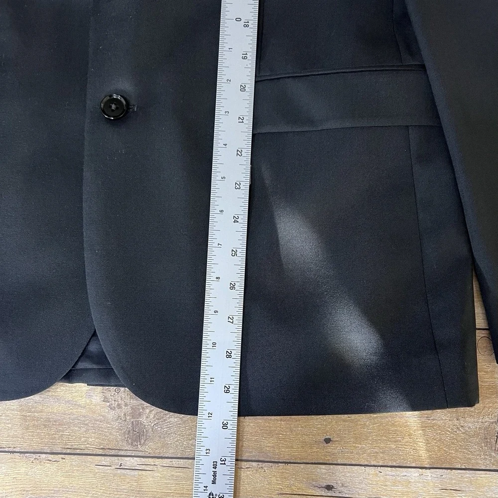 Express Slim Fit Navy Blue Two Button‎ Suit Jacket Blazer Mens 38R Notch Lapel
